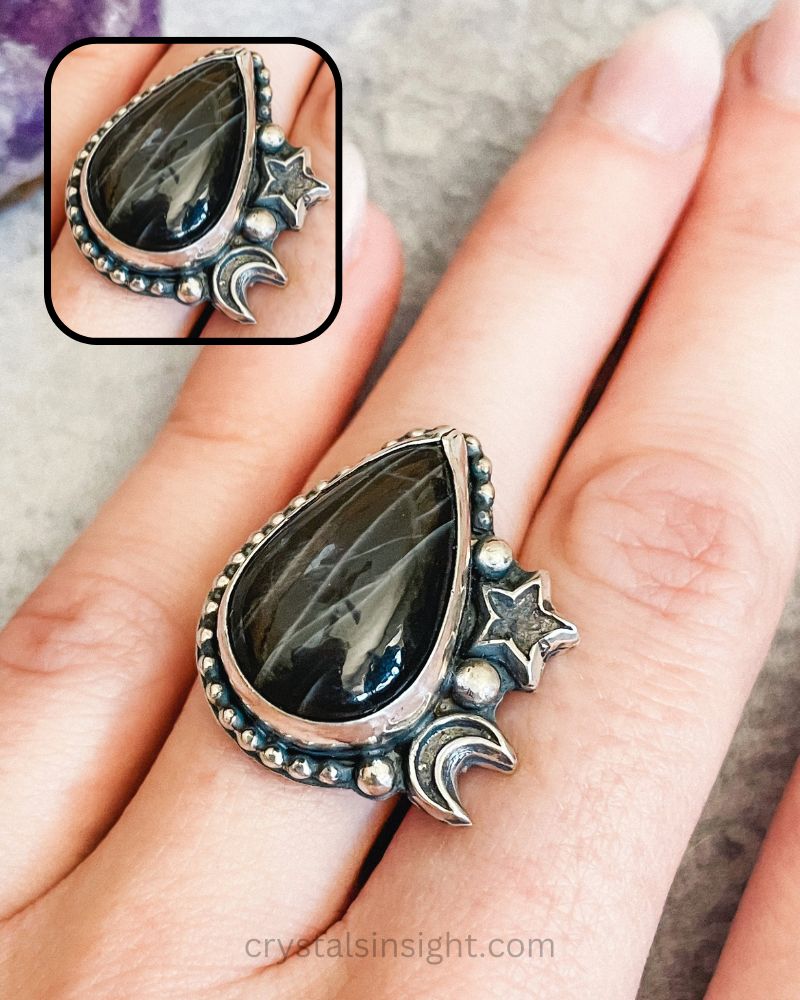 Black Moonstone ring