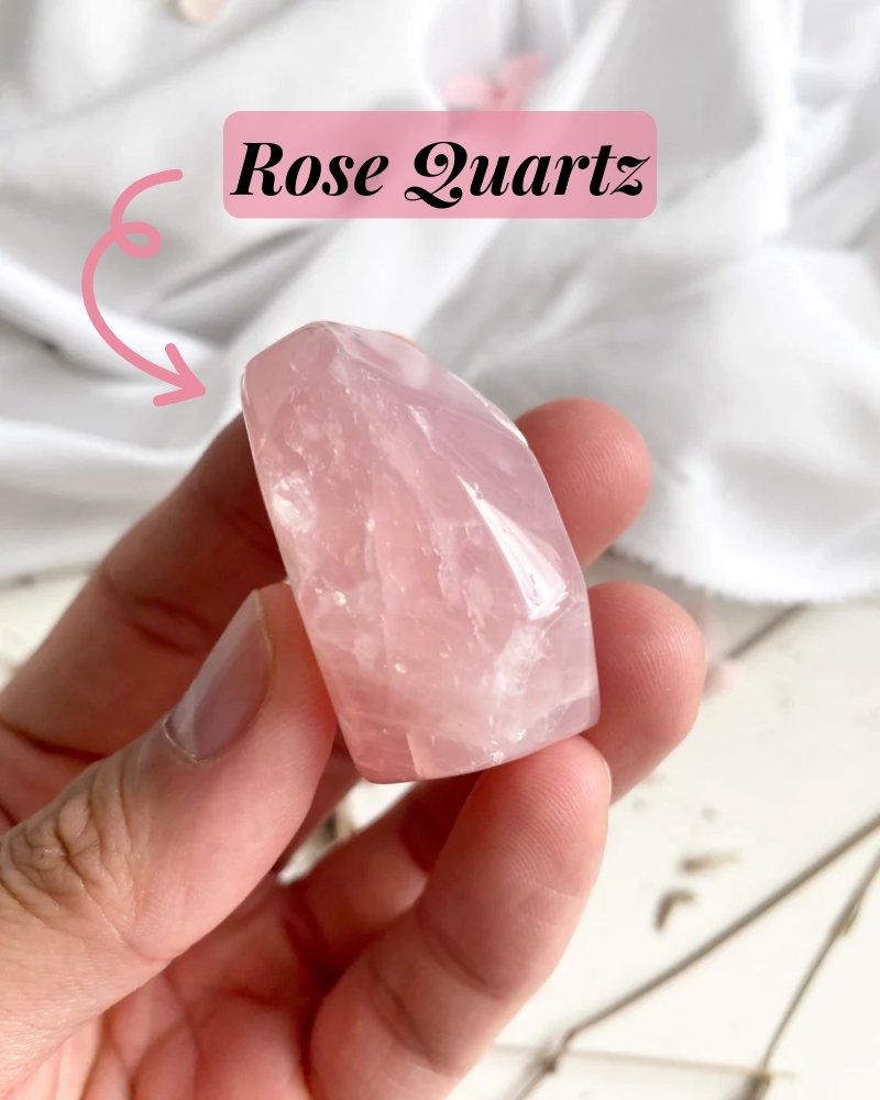 Rose Quartz in the hand of male