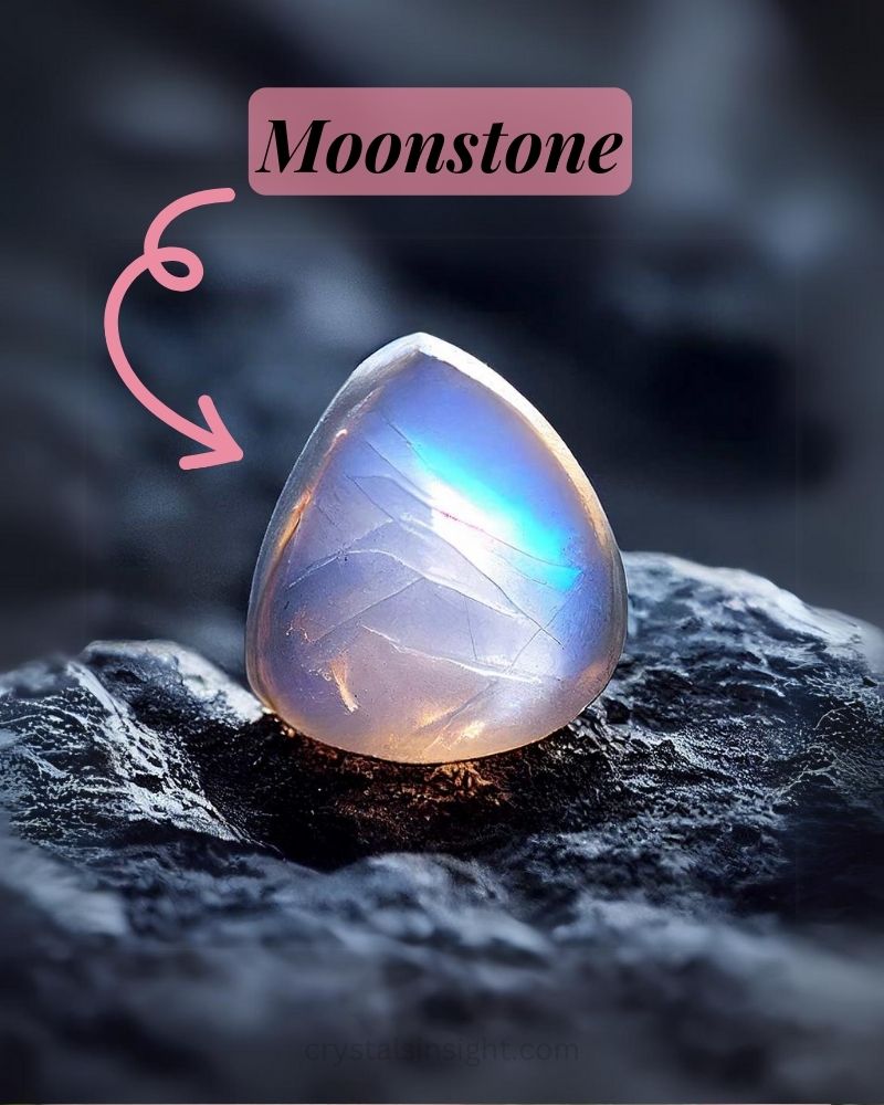 Moonstone with dark background 