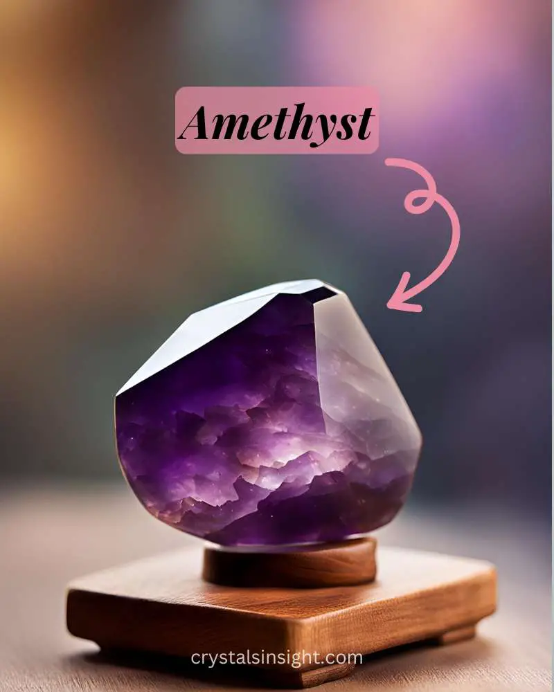 Amethyst is a vibrant purple crystal that can range from light lavender to deep violet, representing spiritual growth.